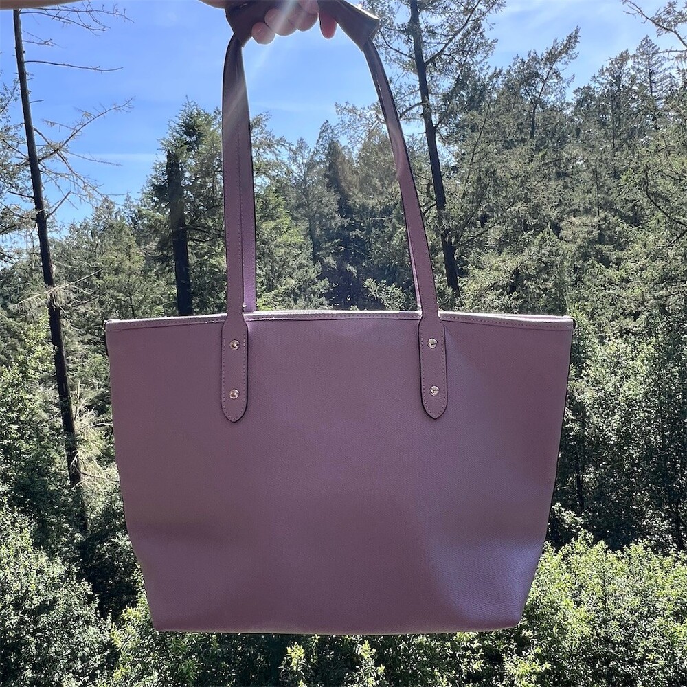 COACH Purple Zip Top Tote Shoulder Bag with Silver Hardware AUTHENTIC - Picture 2 of 12